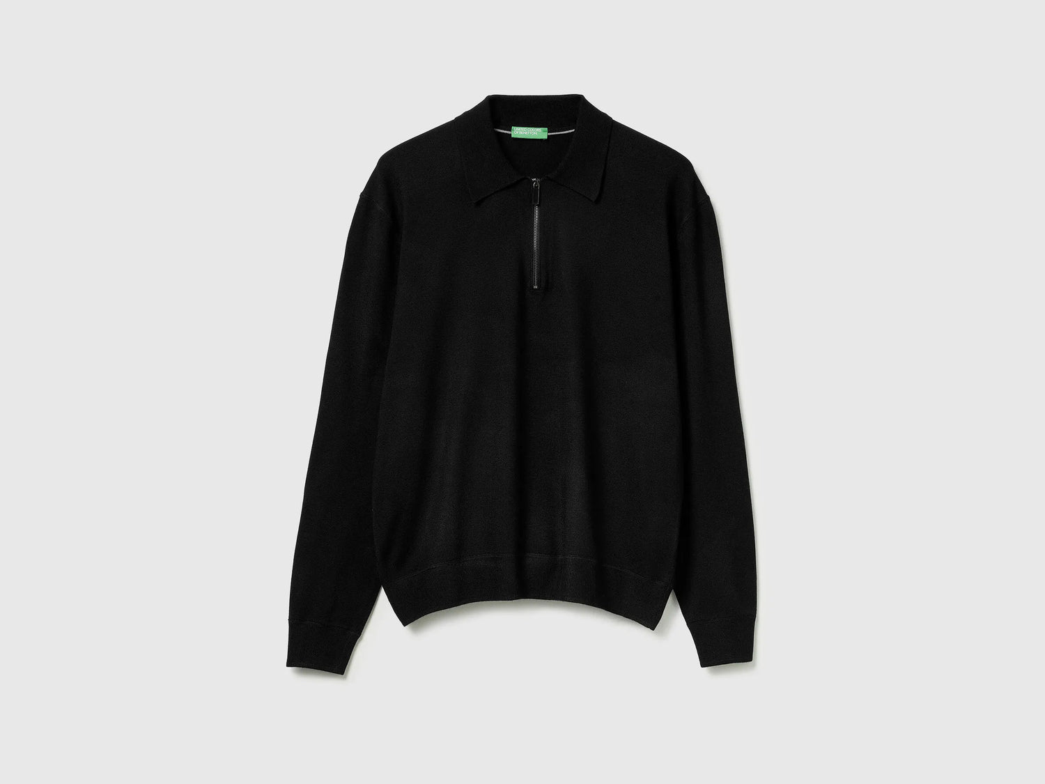 Benetton_Black_Knit Polo in Viscose Blend_110XU301L_100_04