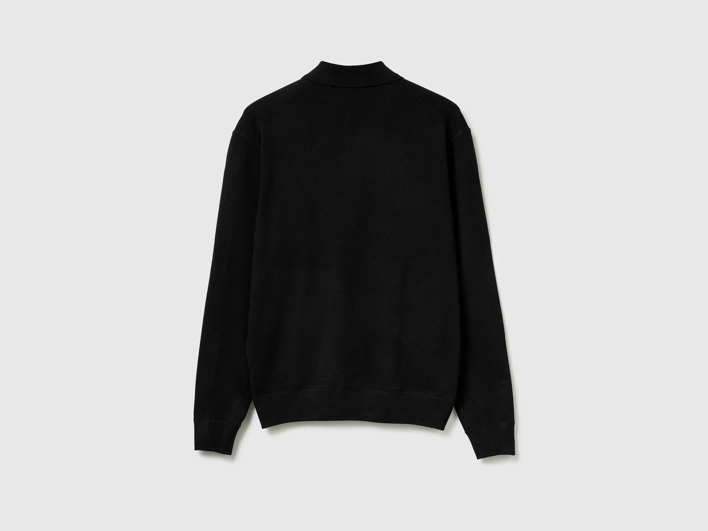 Benetton_Black_Knit Polo in Viscose Blend_110XU301L_100_05