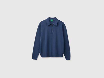 Benetton Blue Men Viscose Blend Sweater SKU: 110XU301L_355 Image 01