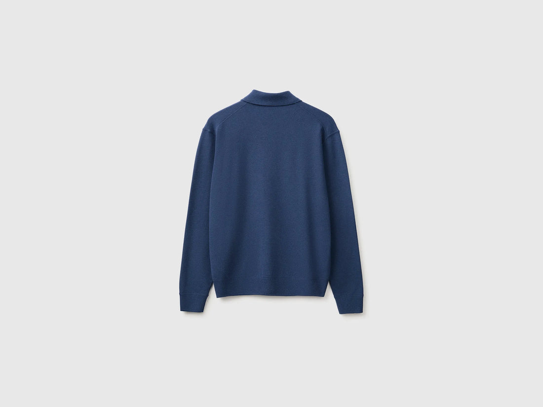 Benetton Blue Men Viscose Blend Sweater SKU: 110XU301L_355 Image 02