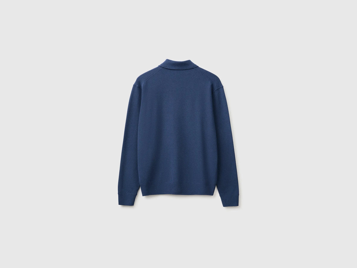 Benetton Blue Men Viscose Blend Sweater SKU: 110XU301L_355 Image 02