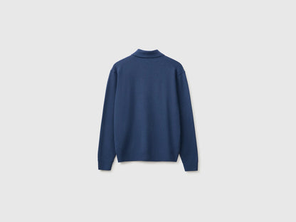 Benetton Blue Men Viscose Blend Sweater SKU: 110XU301L_355 Image 02