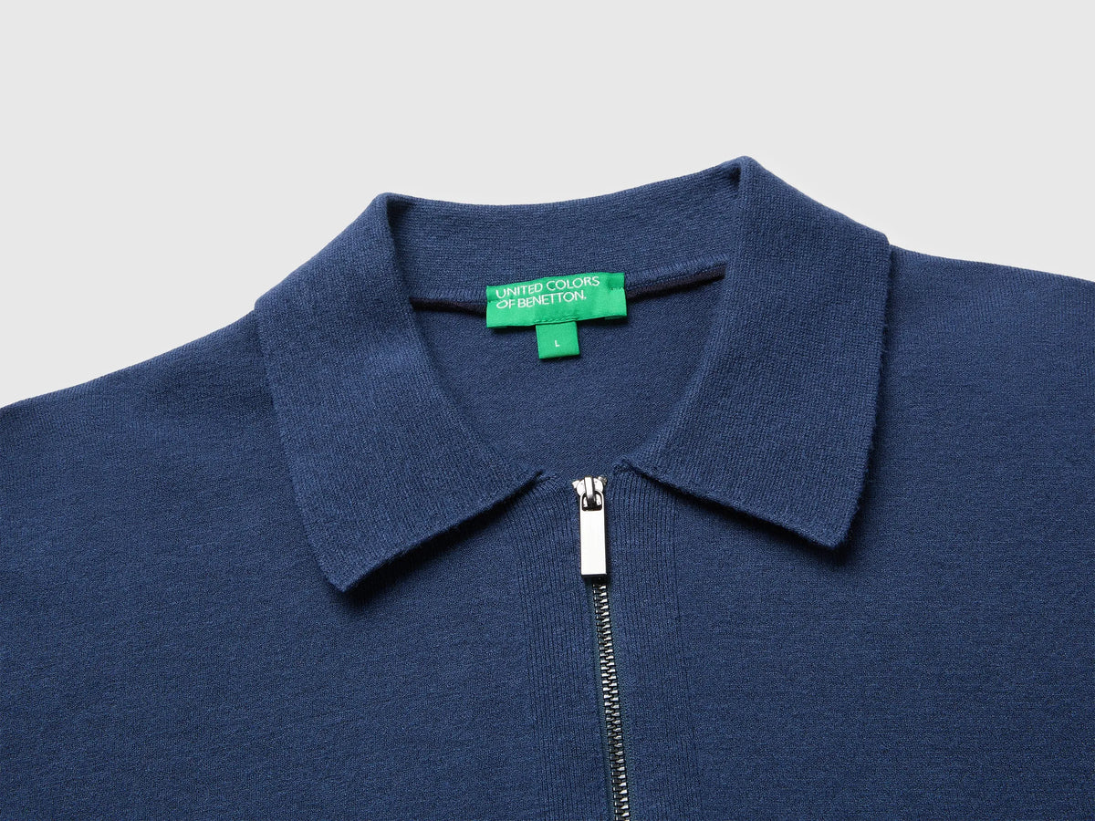 Benetton Blue Men Viscose Blend Sweater SKU: 110XU301L_355 Image 03