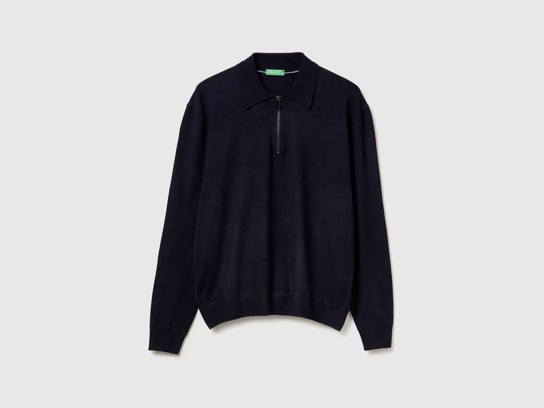 Benetton_Dark Blue_Knit Polo in Viscose Blend_110XU301L_3C1_01