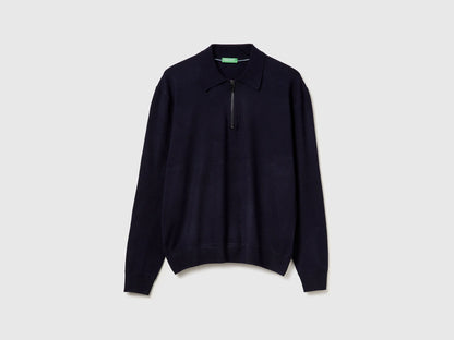 Benetton_Dark Blue_Knit Polo in Viscose Blend_110XU301L_3C1_01