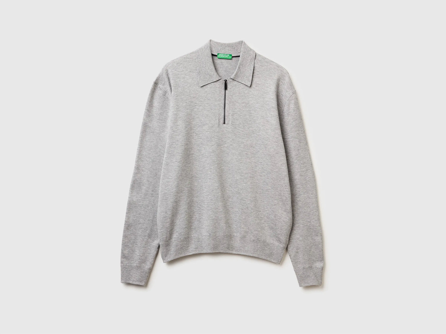 Benetton_Light Gray_Knit Polo in Viscose Blend_110XU301L_501_01