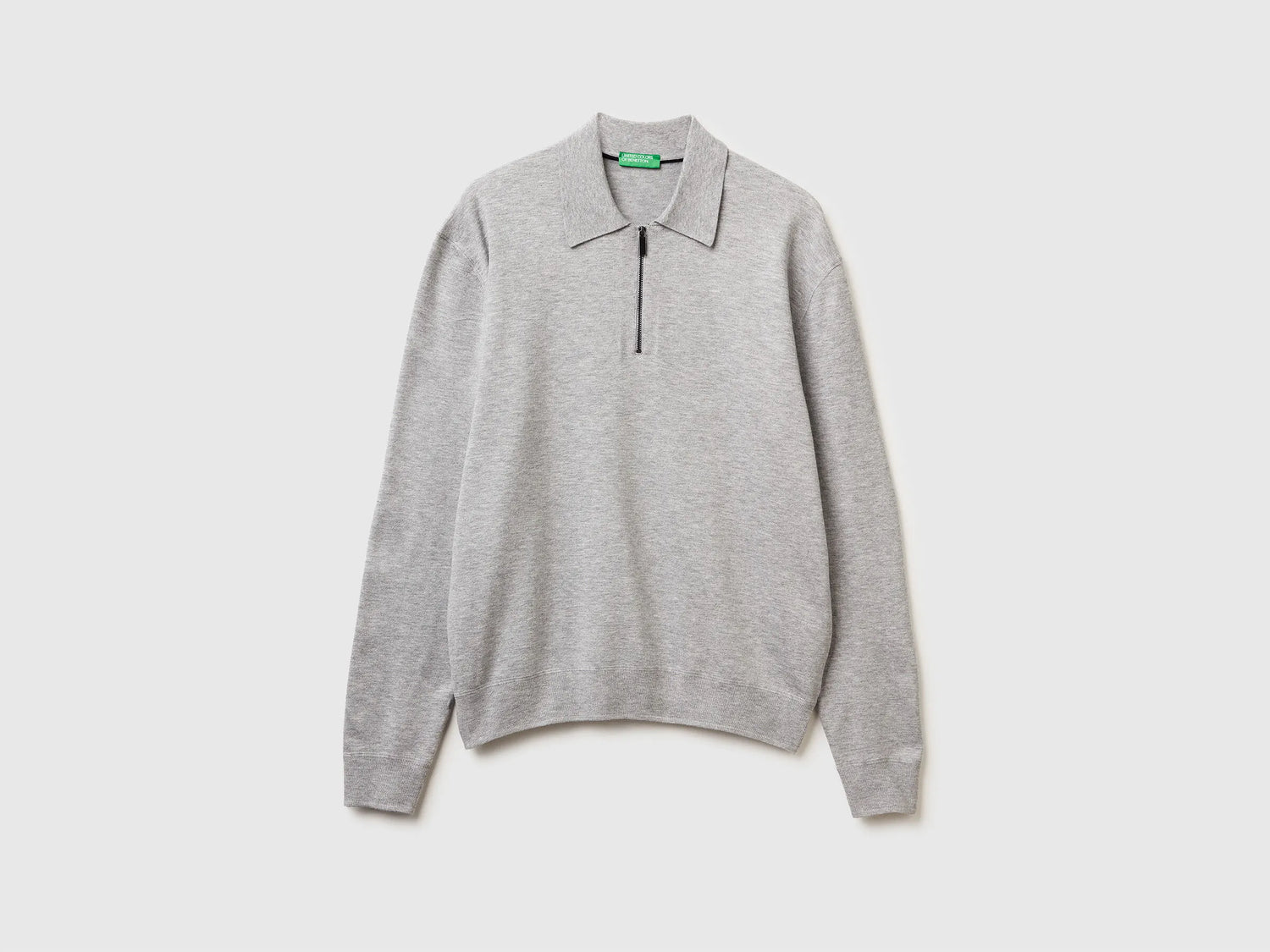 Benetton_Light Gray_Knit Polo in Viscose Blend_110XU301L_501_05