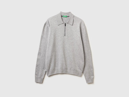 Benetton_Light Gray_Knit Polo in Viscose Blend_110XU301L_501_05