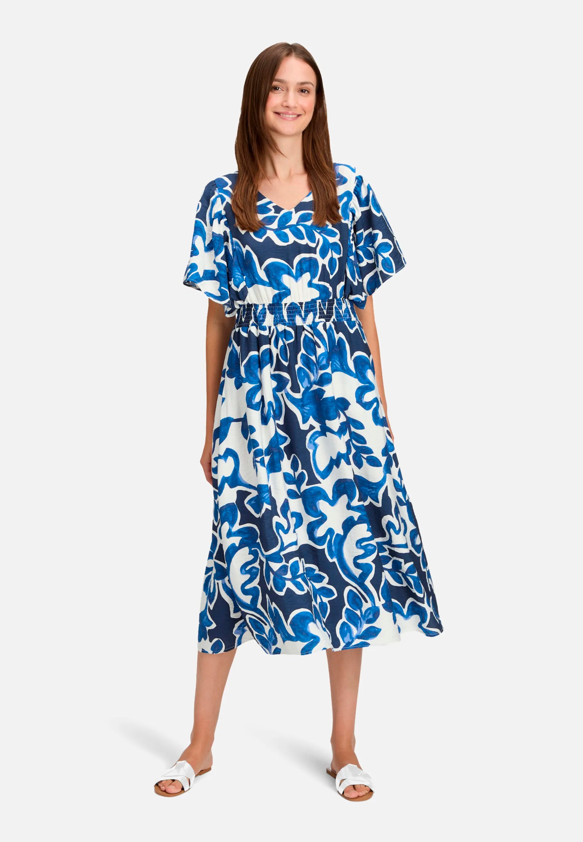 Betty Barclay Cream/Dark Blue Women Summer Dress with Floral Print SKU: 1137-3369_1883 Image 01
