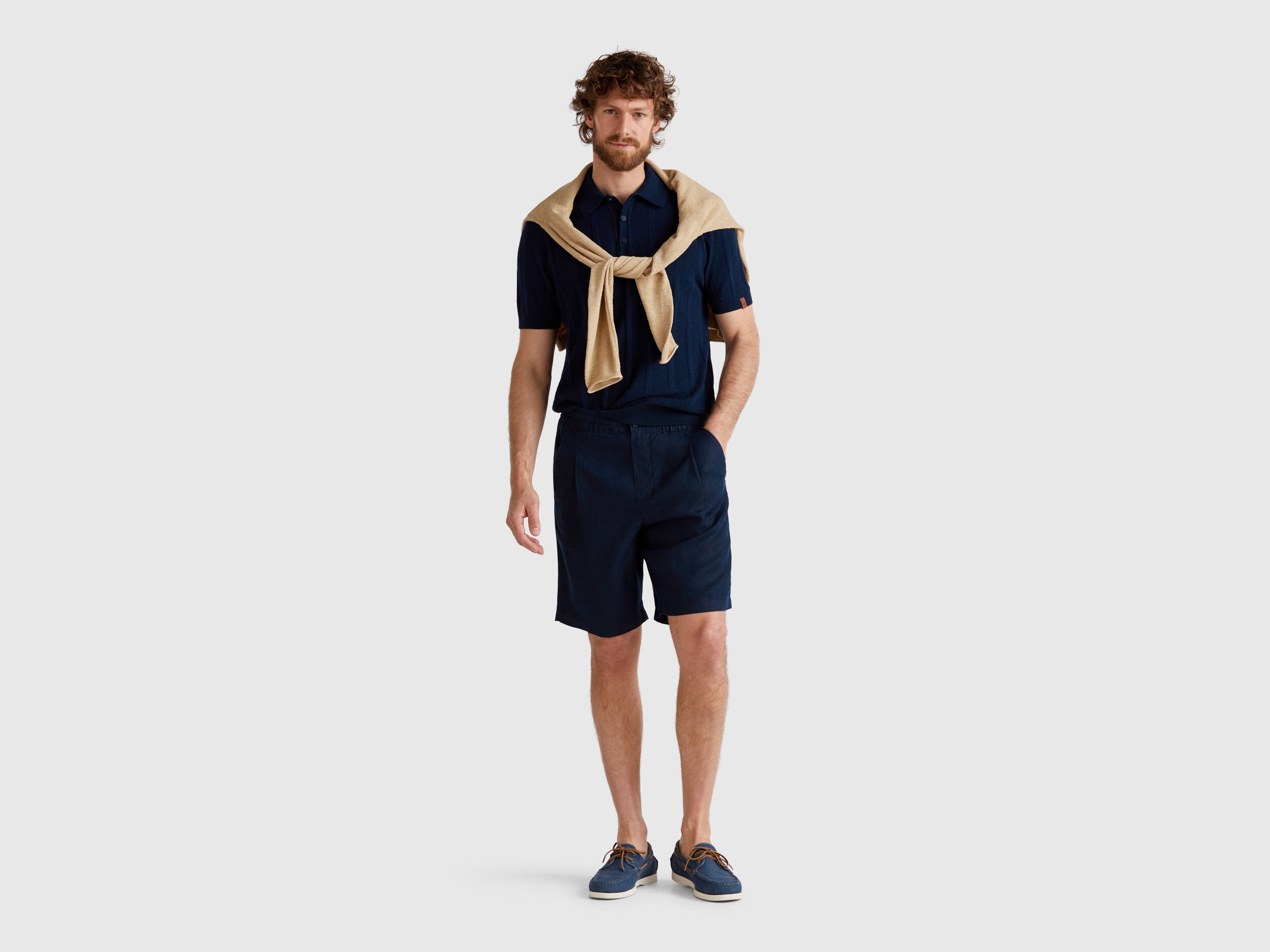 Benetton_Knit Polo in Linen Blend_115GK301G_016_03
