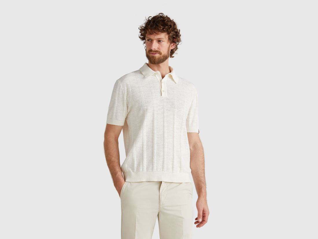 Benetton_Knit Polo in Linen Blend_115GK301G_0R2_01