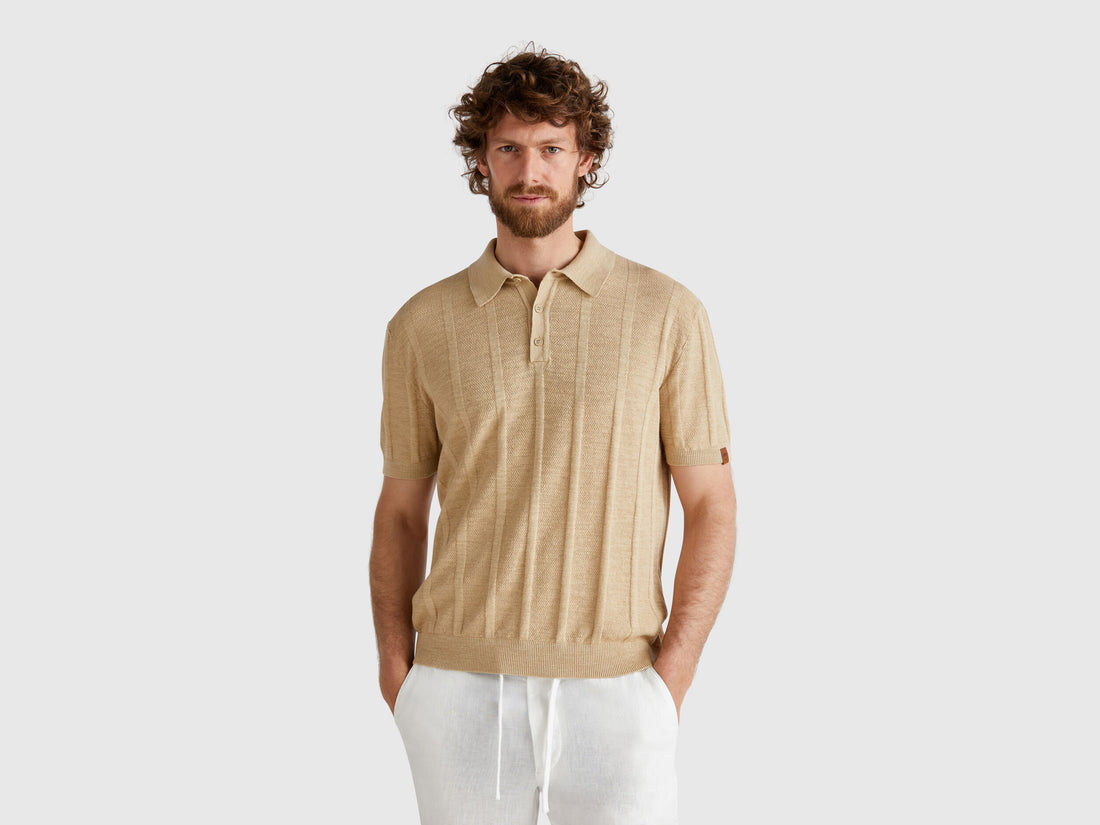 Benetton_Knit Polo in Linen Blend_115GK301G_393_01