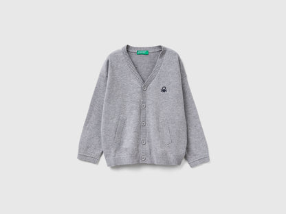 Benetton_Light Gray_V-Neck Cardigan_120YG600G_501_01