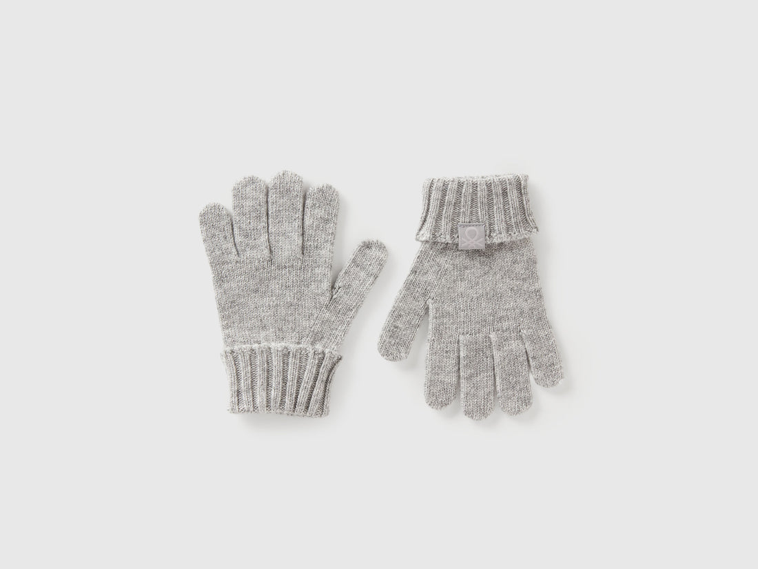 Benetton_Light Gray_Gloves in Viscose and Wool Blend_126WGG009_501_01