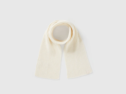 Benetton_Creamy White_Wool Blend Knit Scarf_126WGU005_000_01