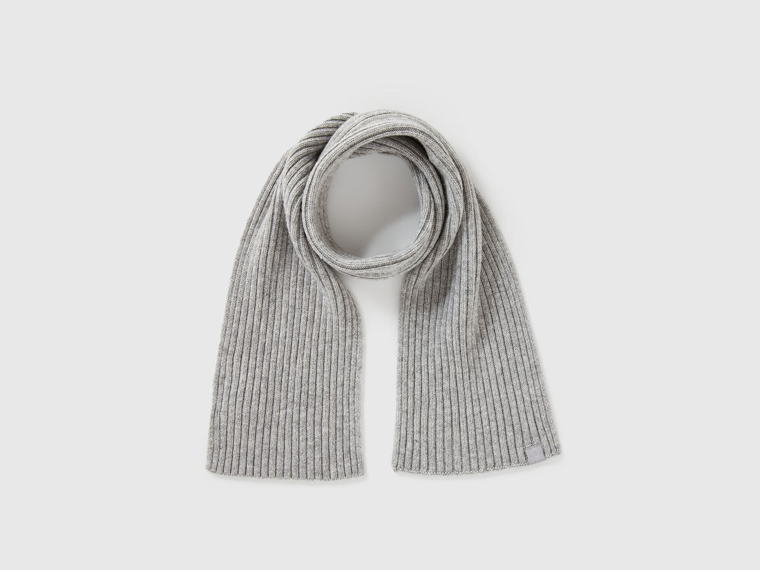 Benetton_Light Gray_Wool Blend Knit Scarf_126WGU005_501_01
