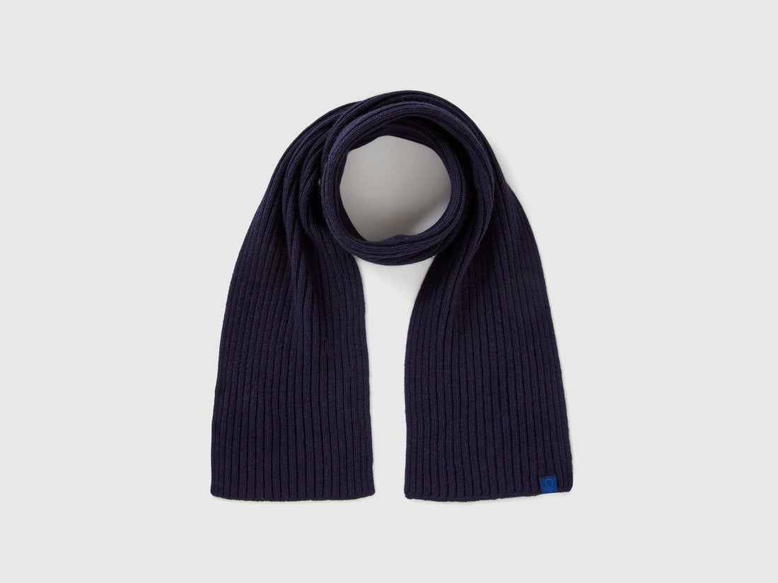 Benetton_Dark Blue_Wool Blend Knit Scarf_126WGU005_66U_01