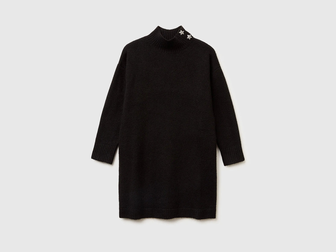 Benetton_Black_Turtleneck Knit Dress_12B9CV007_100_01