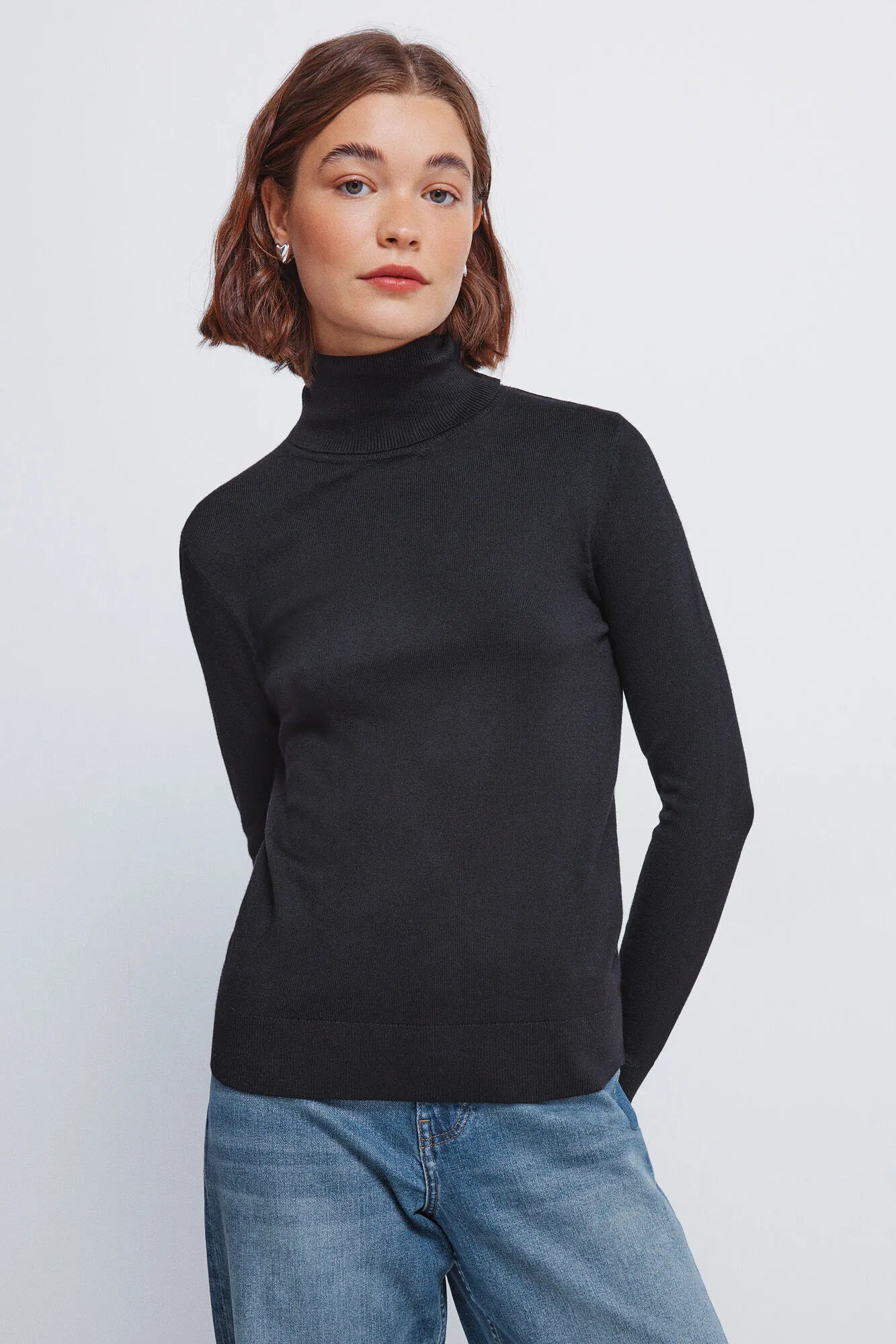 Springfield_black_High Neck Jumper with Buttons and Cuffs_1332580_01_01