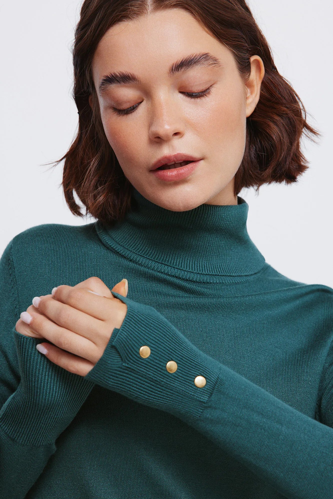 Springfield_black_High Neck Jumper with Buttons and Cuffs_1332580_27_02