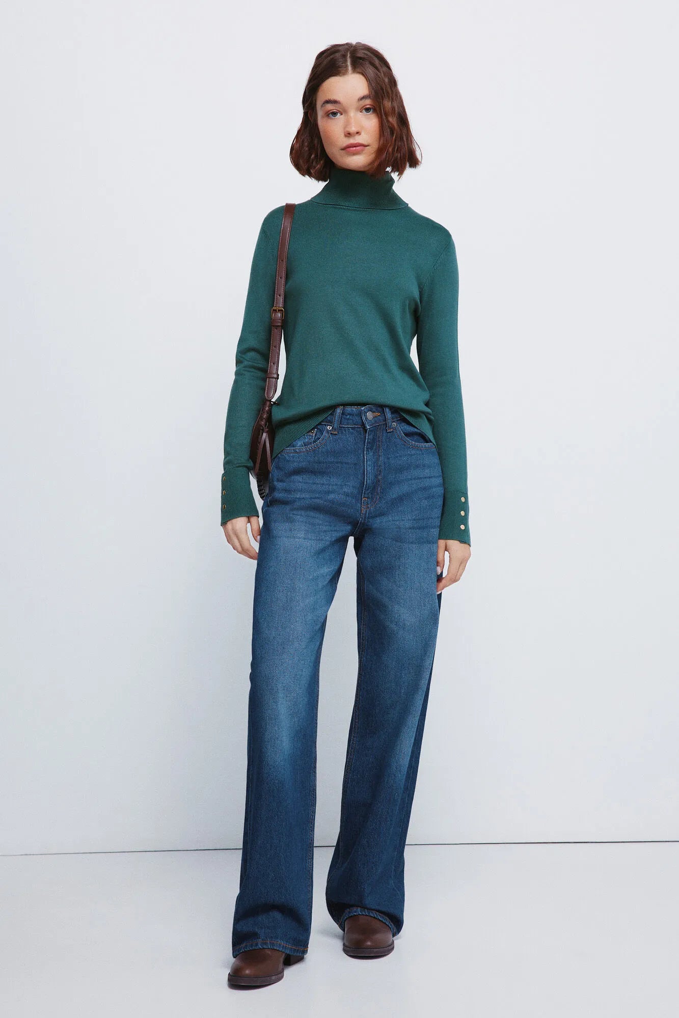 Springfield_black_High Neck Jumper with Buttons and Cuffs_1332580_27_03