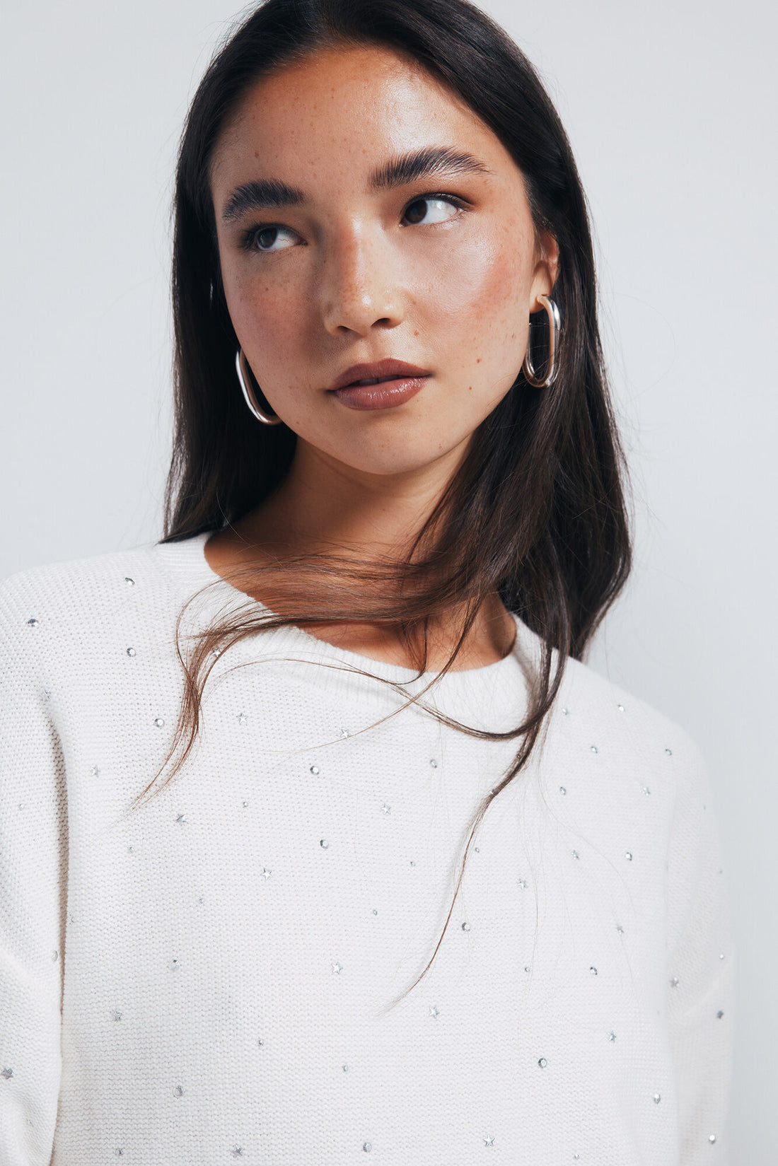 Springfield_Light_Brown_Gradient Crystal Studded Sweater_1332582_32_02