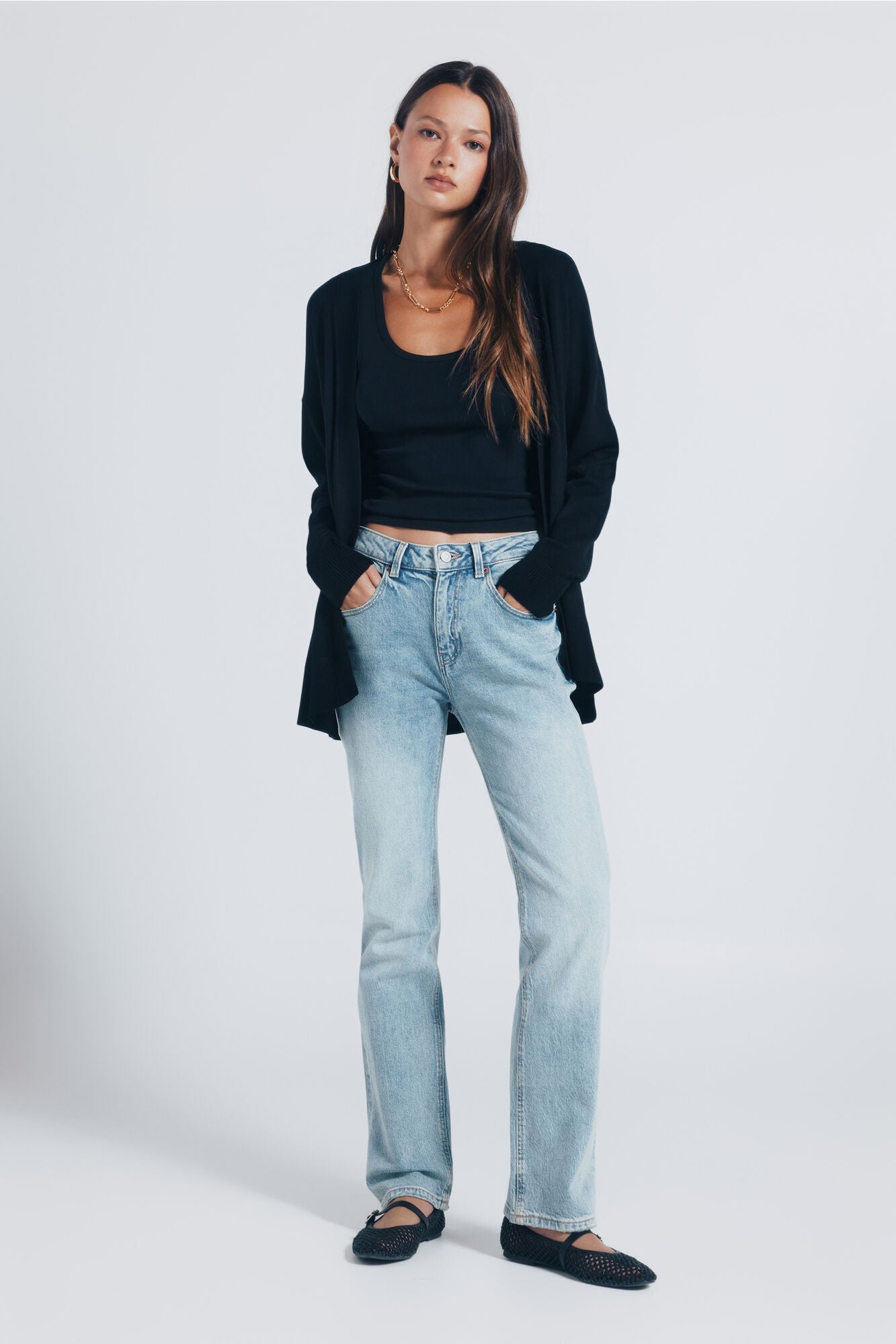 Springfield_Black_Lightweight Open Cardigan_1342582_01_03