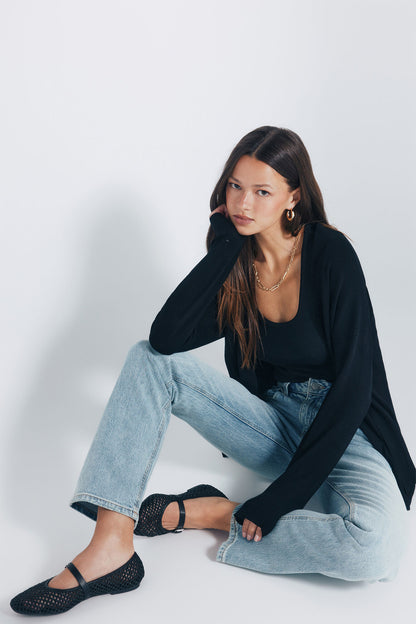 Springfield_Black_Lightweight Open Cardigan_1342582_01_06