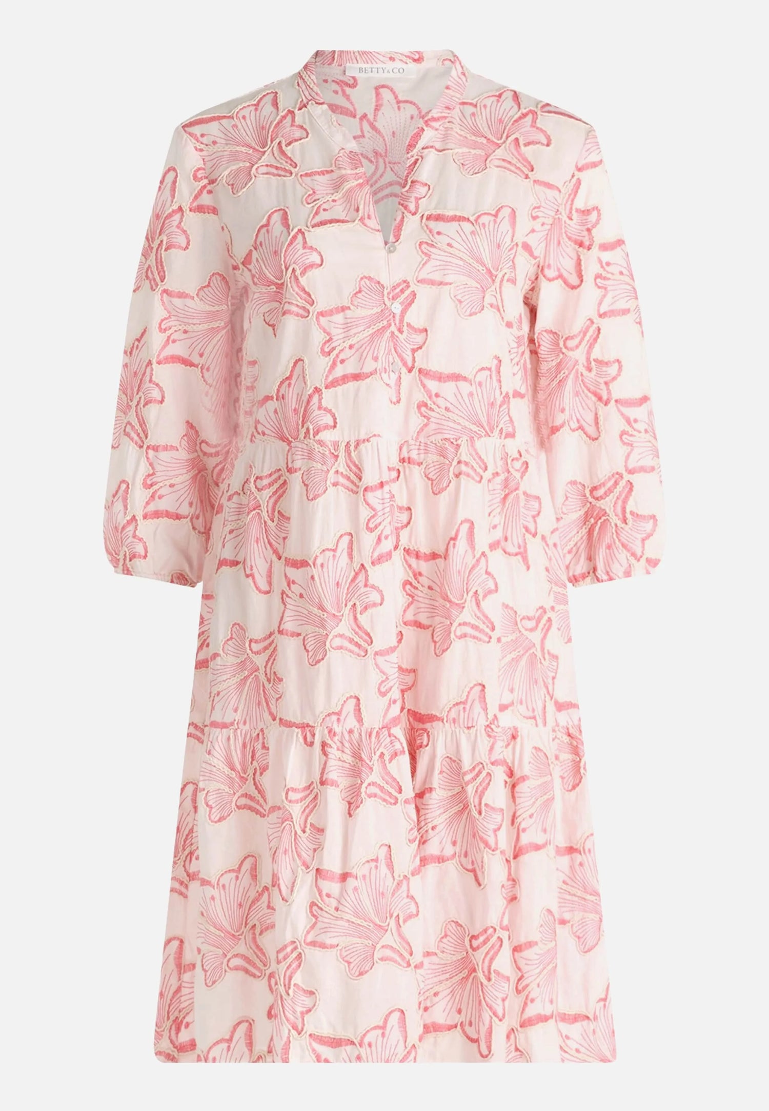 Betty Barclay Rose/Pink Women Tiered Dress with Embroidery SKU: 1352-3245_4845 Image 04