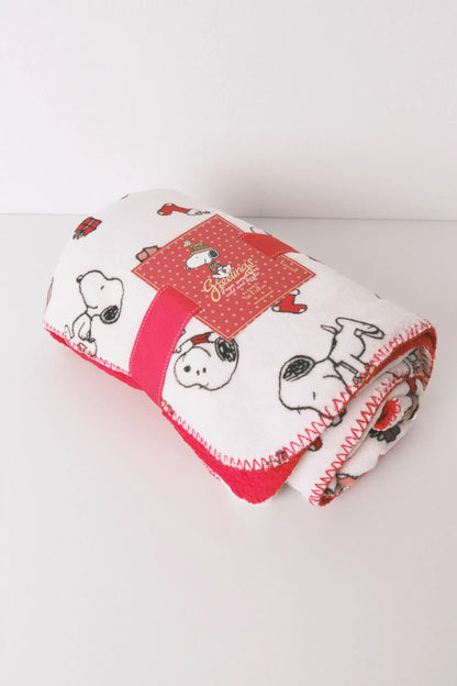 Women Secret_White Print_Super Soft Snoopy Velour Blanket_1372595_97_03