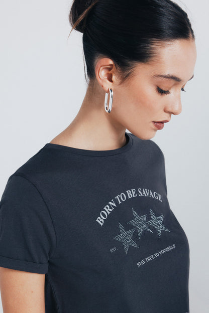 Springfield_Charcoal_Grey_"Born To Be Savage" T-Shirt_1382498_40_01