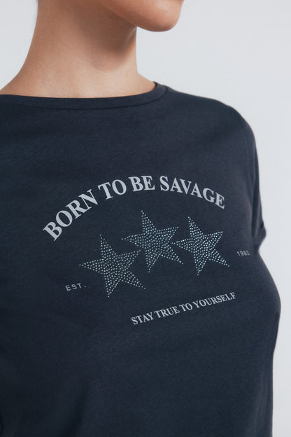 Springfield_Charcoal_Grey_"Born To Be Savage" T-Shirt_1382498_40_03