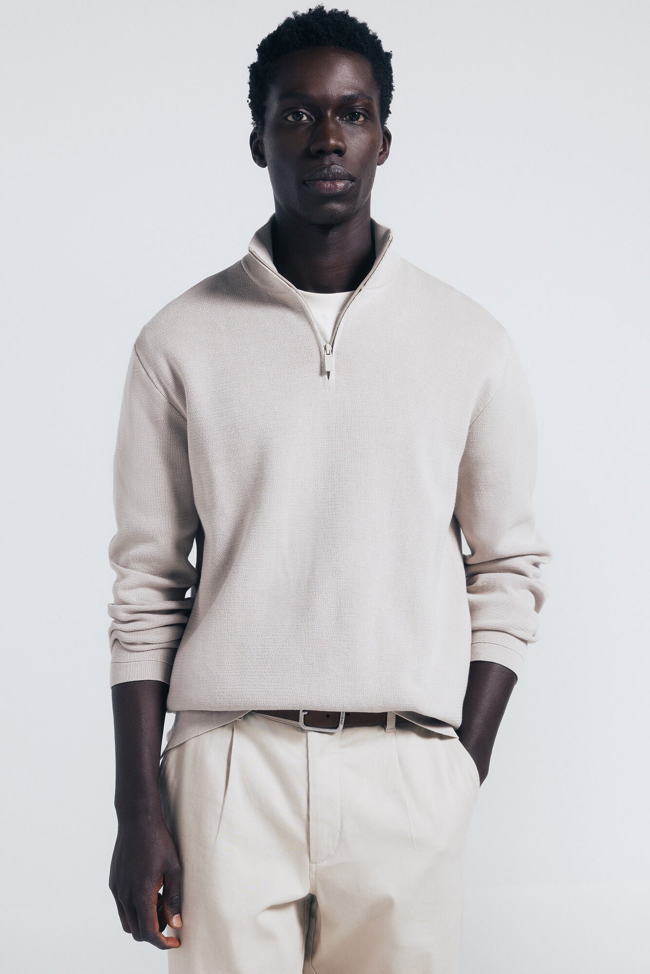 Springfield_Sand_Milano Zip Fastening Jumper_1402498_38_01