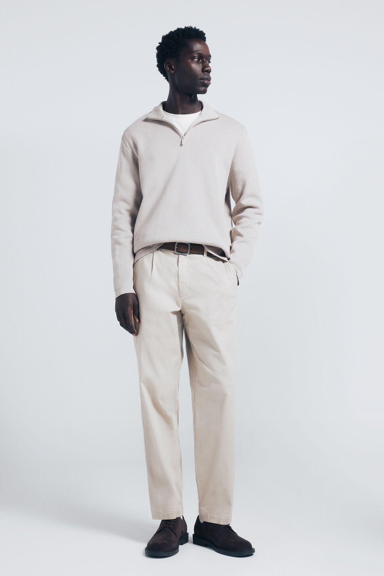 Springfield_Sand_Milano Zip Fastening Jumper_1402498_38_03