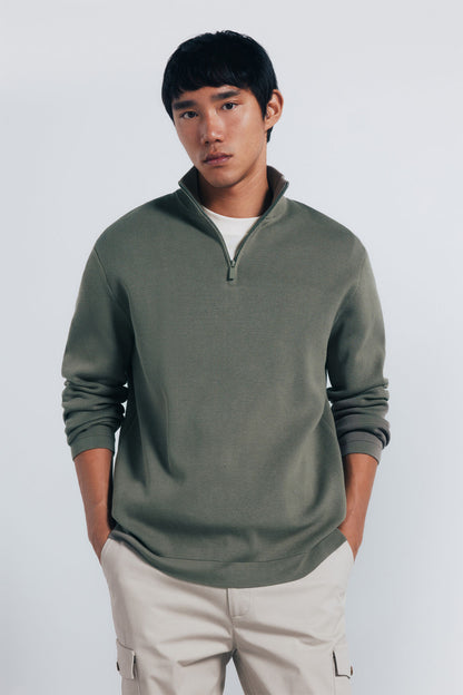 Springfield_Light_Khaki_Milano Zip Fastening Jumper_1402498_93_01