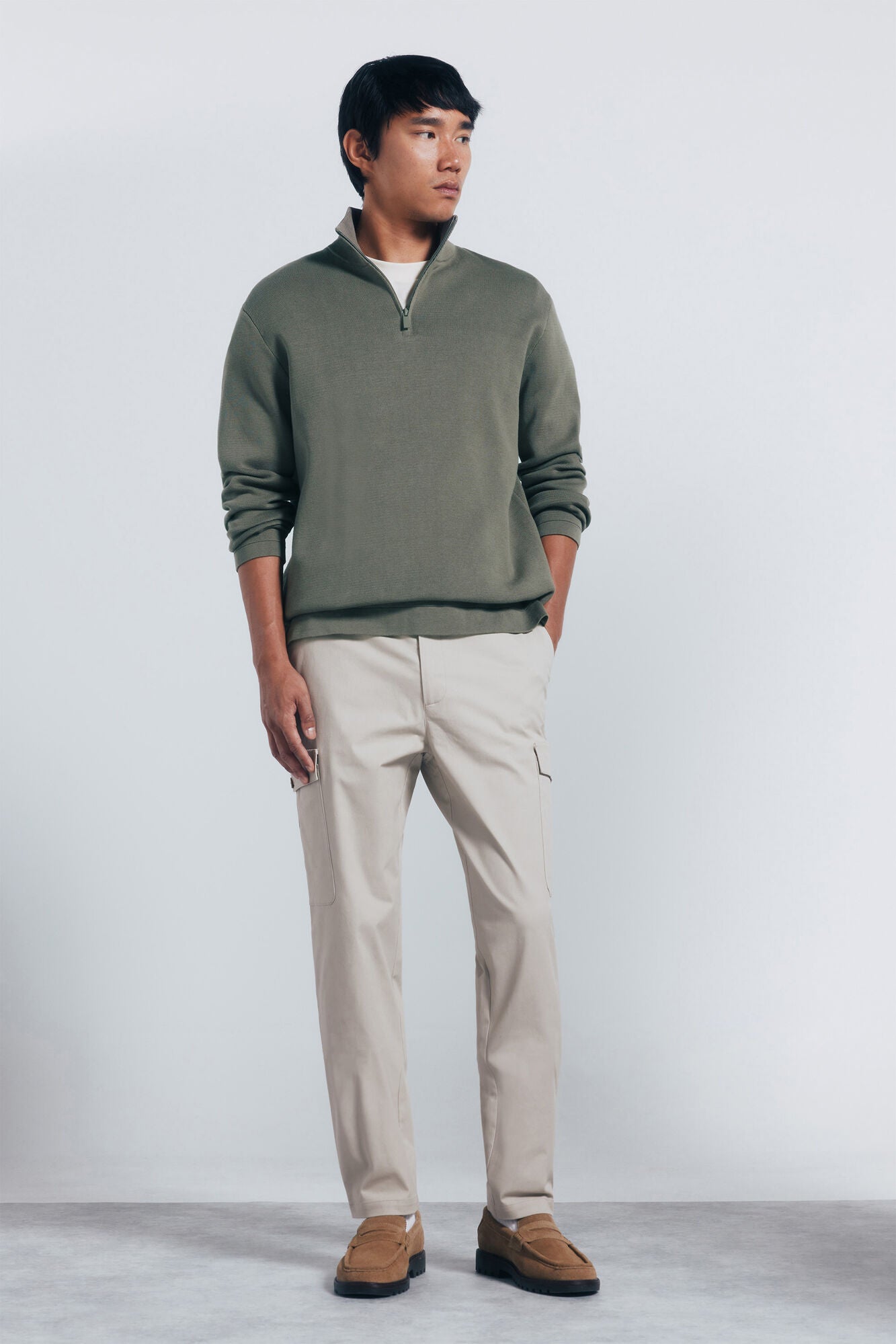 Springfield_Light_Khaki_Milano Zip Fastening Jumper_1402498_93_04