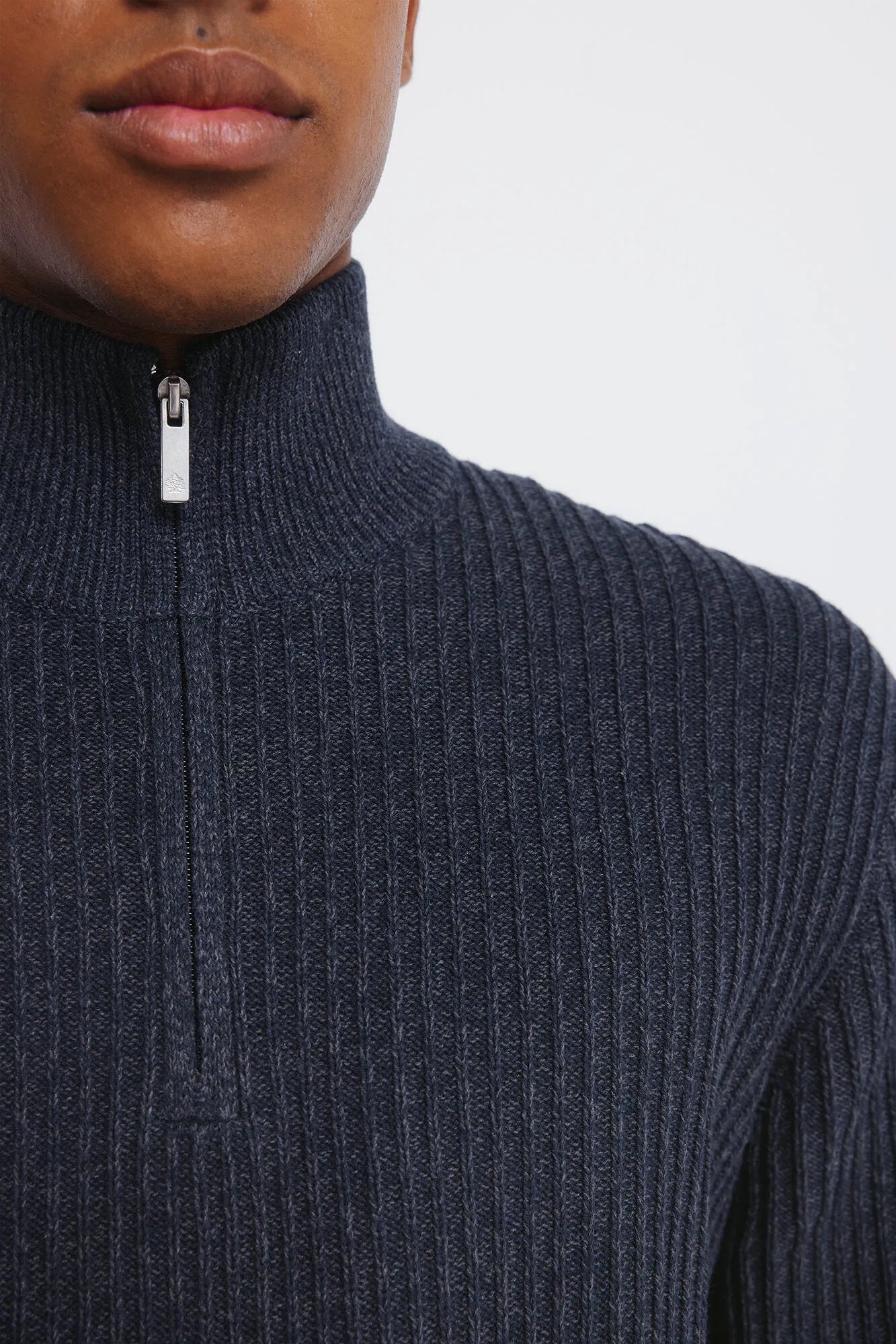 Springfield_blue_Ribbed Zip Fastening Jumper_1402501_11_05