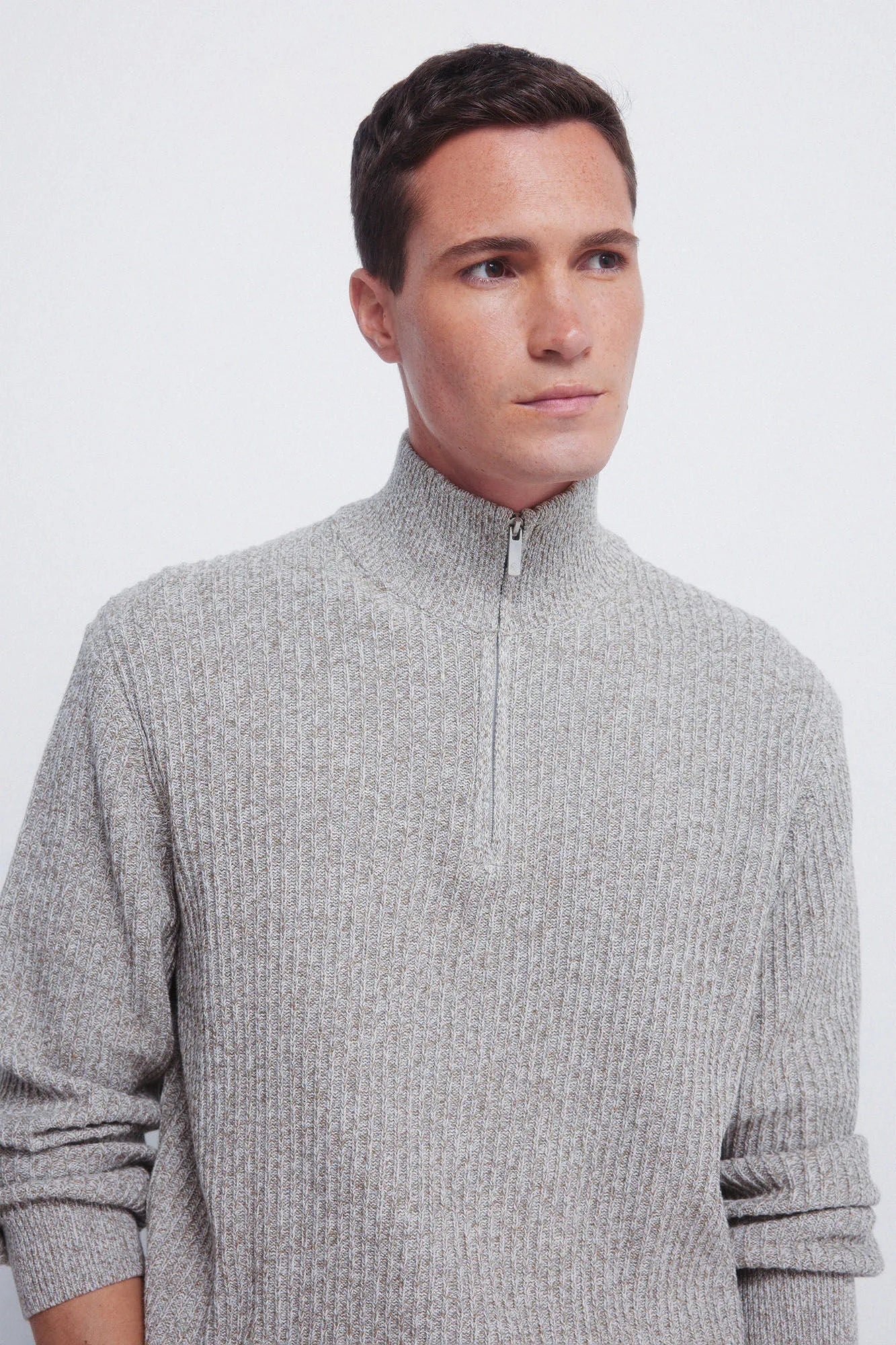 Springfield_Light Grey/Silver_Ribbed Zip Fastening Jumper_1402502_48_02