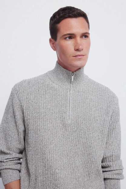 Springfield_Light Grey/Silver_Ribbed Zip Fastening Jumper_1402502_48_02