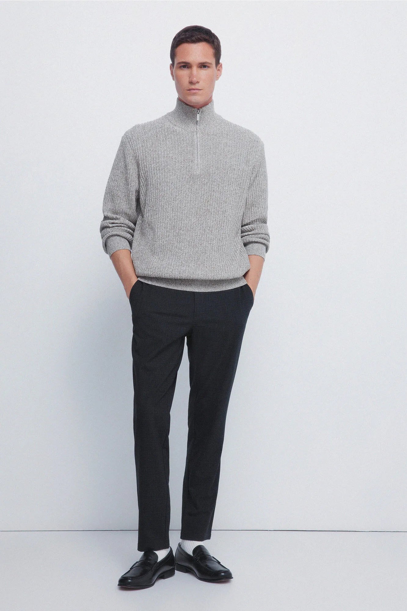 Springfield_Light Grey/Silver_Ribbed Zip Fastening Jumper_1402502_48_04