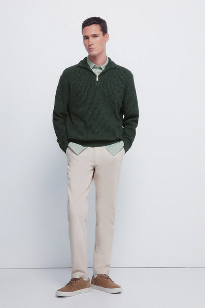 Springfield_Beige/Camel_Ribbed Zip Fastening Jumper_1402503_54_04