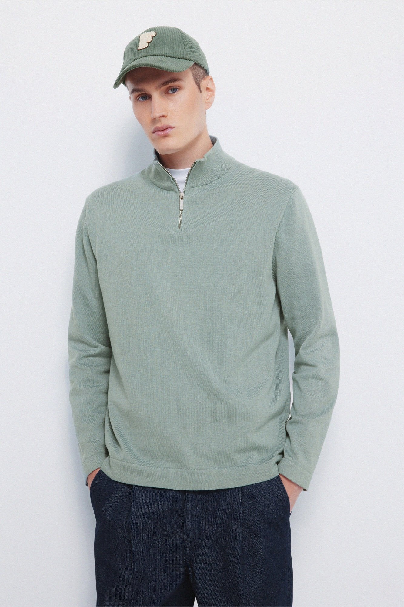 Springfield_Green_Milano Zip Fastening Jumper_1402512_23_01