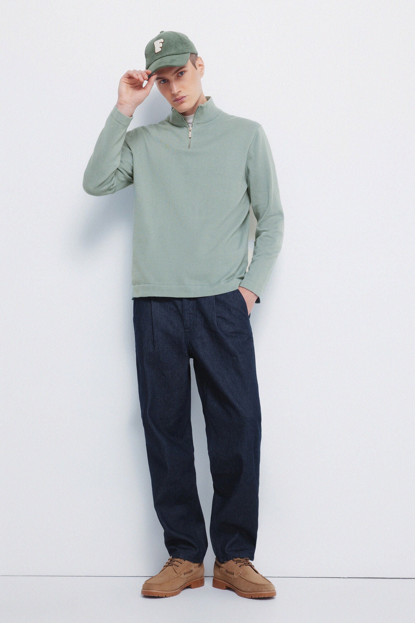 Springfield_Green_Milano Zip Fastening Jumper_1402512_23_04