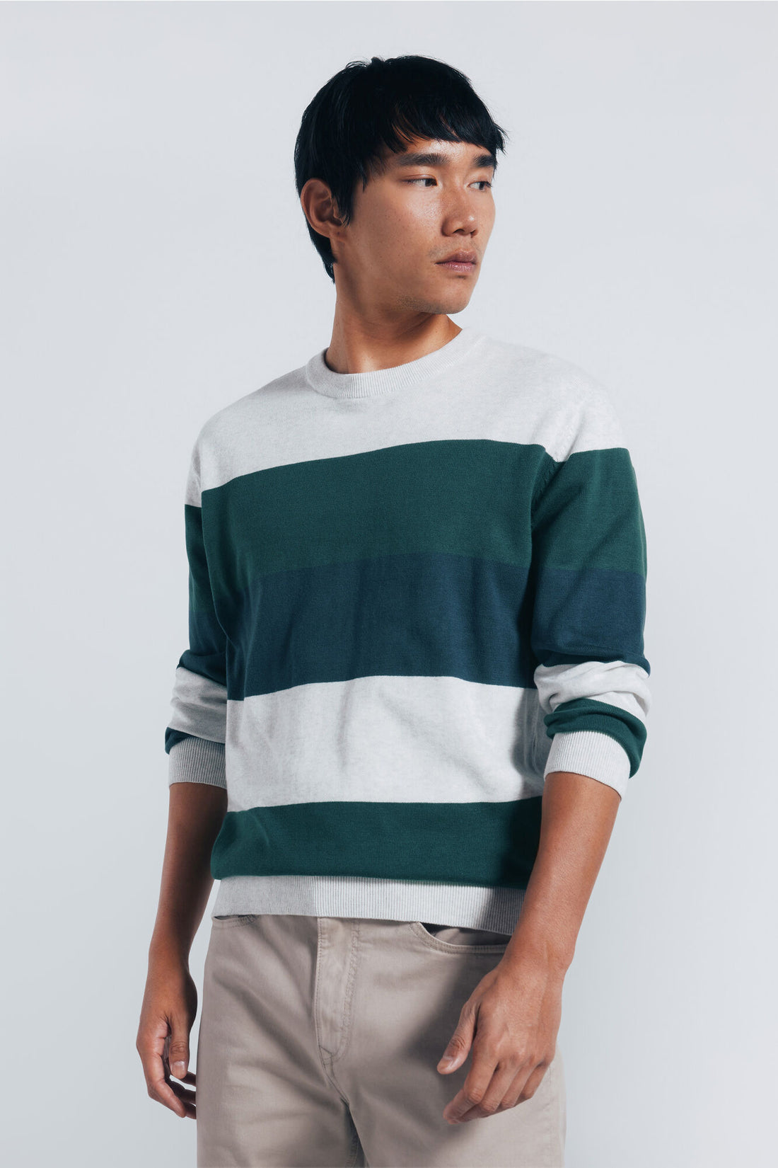 Springfield_Green_Color Block Striped Jersey_1402513_23_01