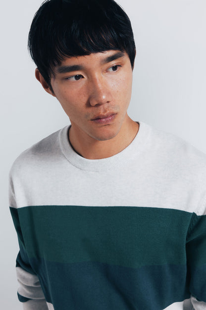 Springfield_Green_Color Block Striped Jersey_1402513_23_02