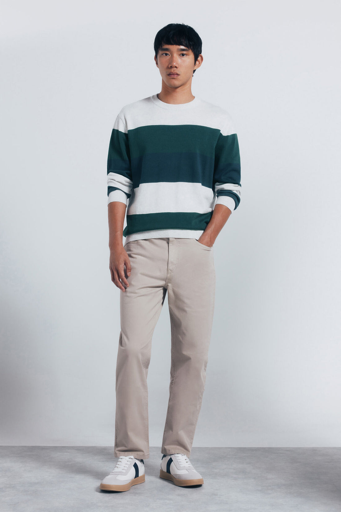 Springfield_Green_Color Block Striped Jersey_1402513_23_03