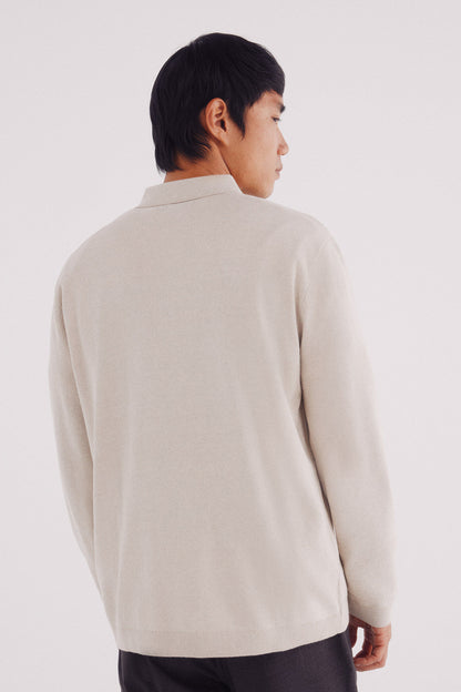 Springfield_Beige_Polo Shirt Neck Zip Fastening Jersey_1402514_38_04