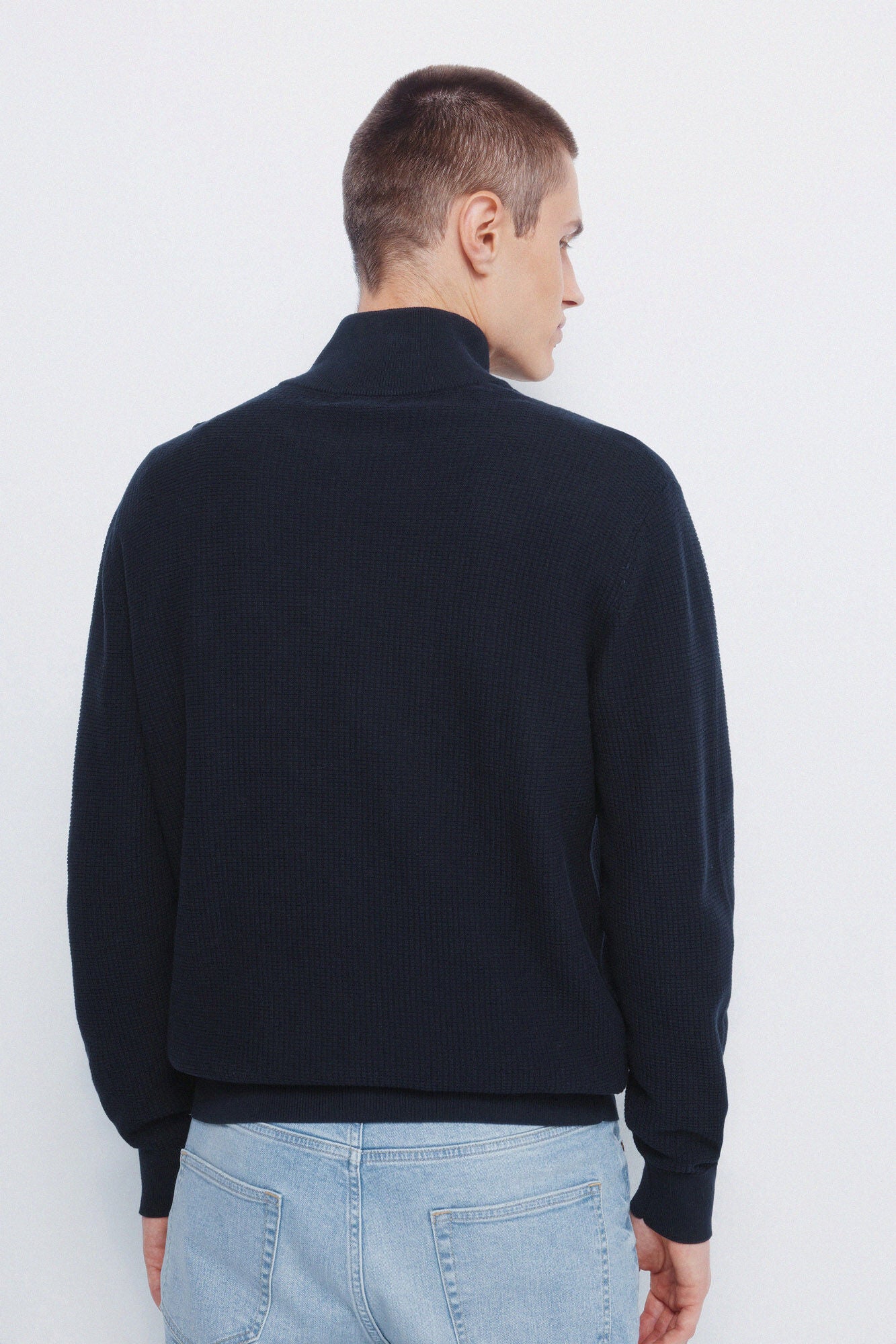 Springfield_Navy_Plain Zip Fastening Jumper_1402519_10_03