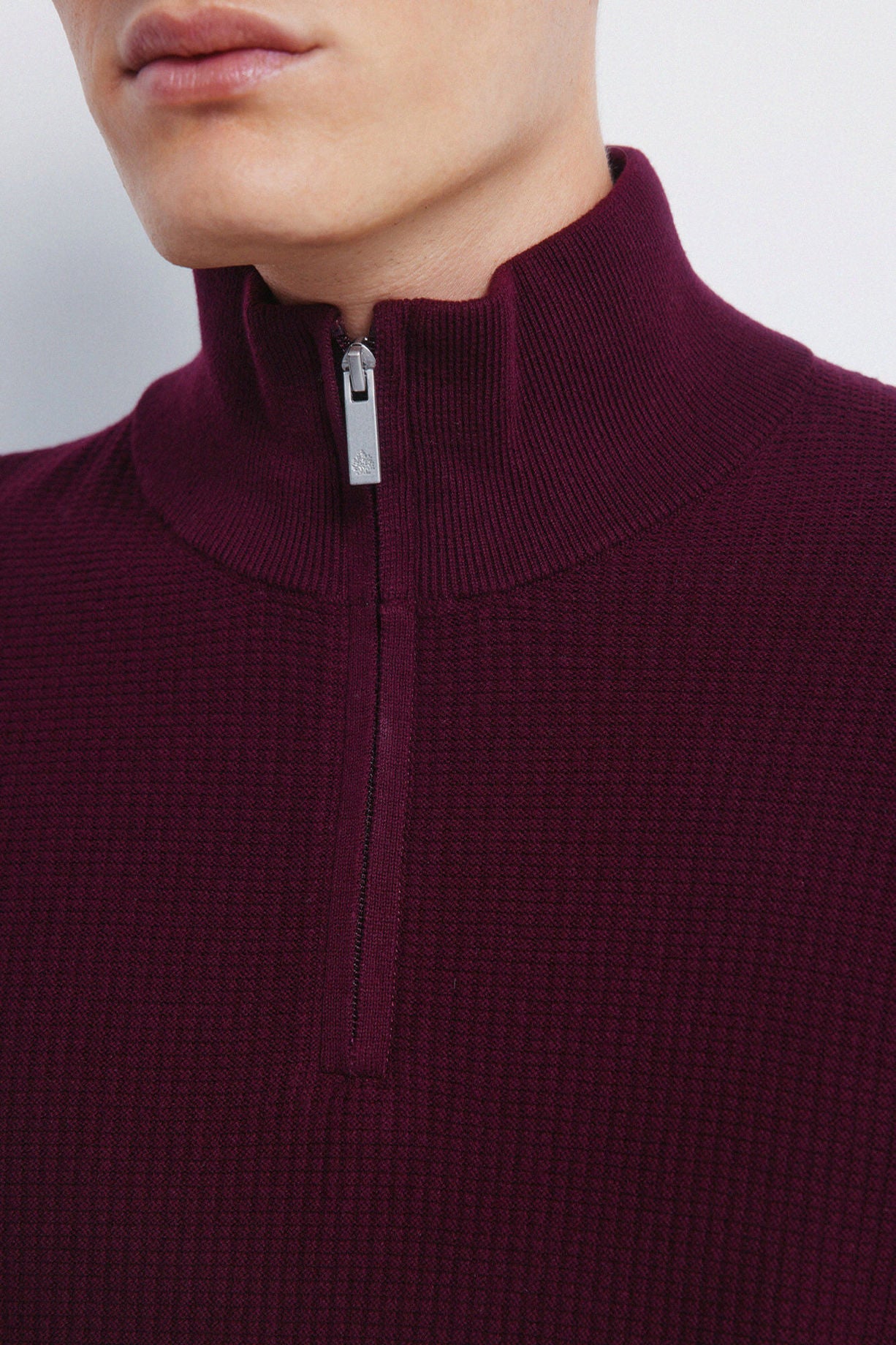 Springfield_Maroon_Plain Zip Fastening Jumper_1402519_69_04