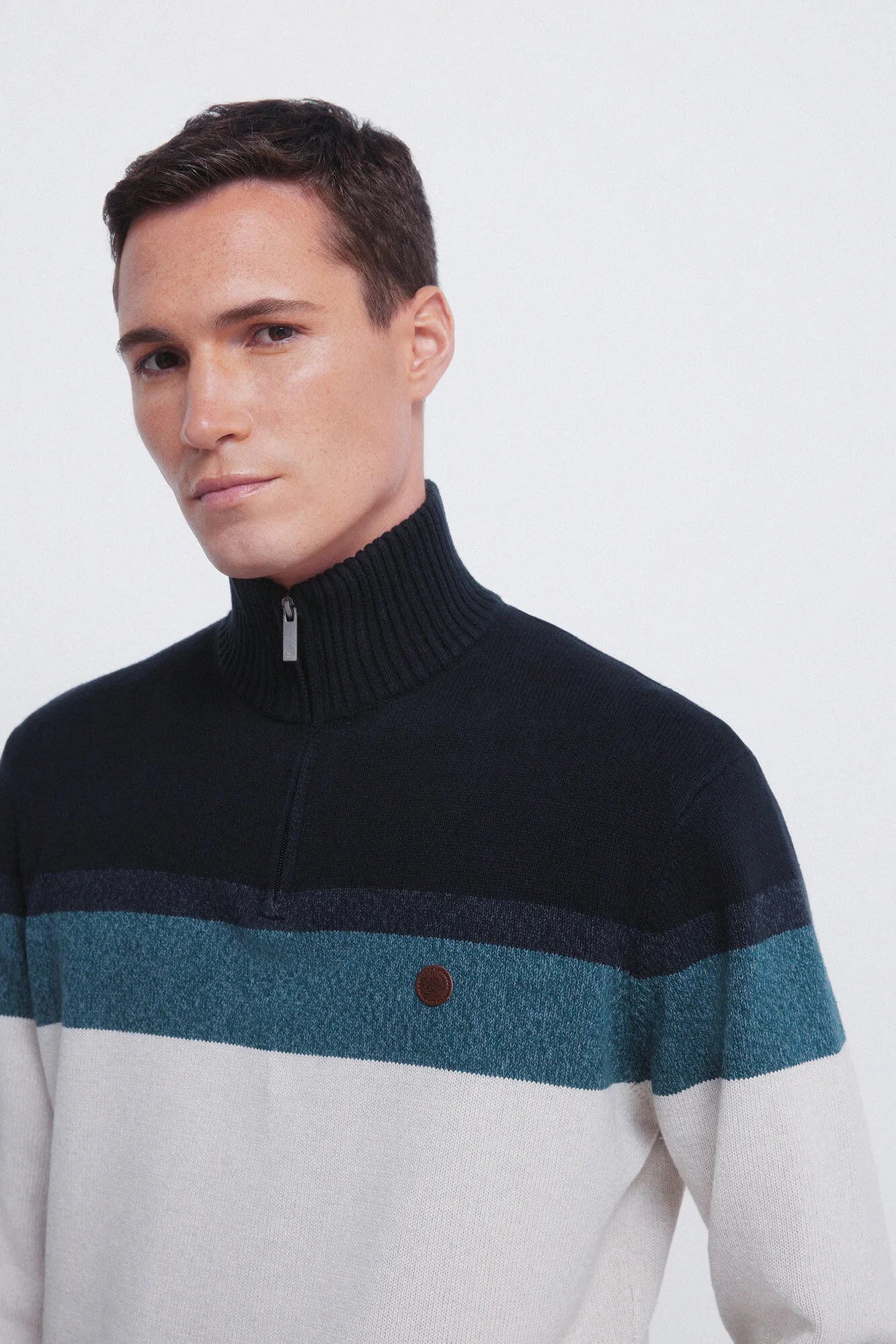 Springfield_Dark Blue_Color Block Zip Fastening Jumper_1402527_11_02